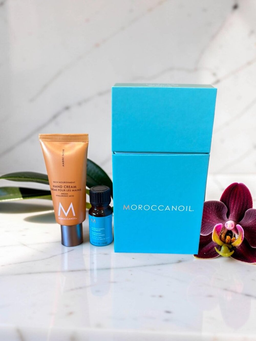 Moroccanoil Hand Cream Ambre Noir 1.35 oz Free Original Treatment 0.34 Gift Set